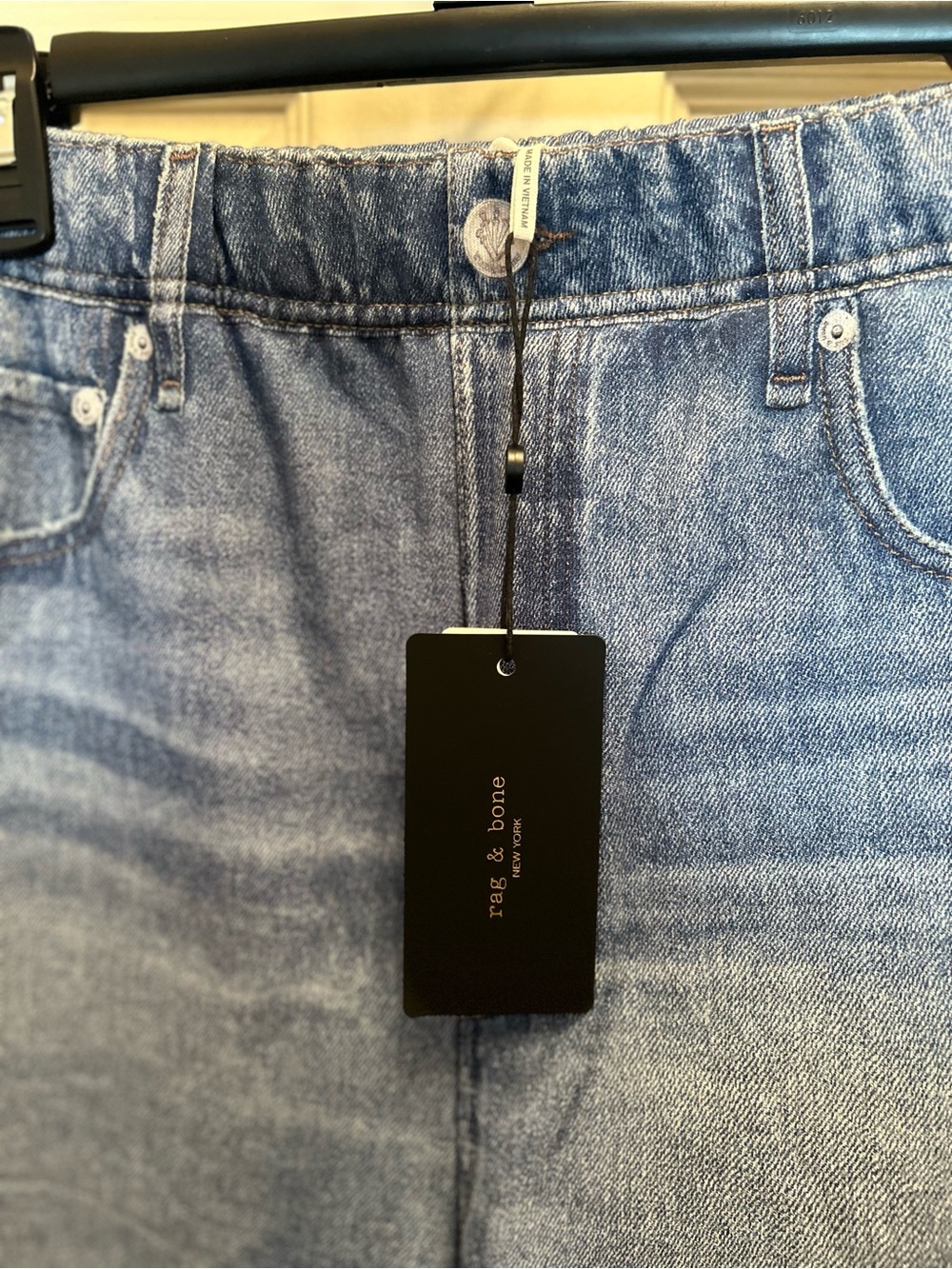 NWT Rag & Bone Miramar Medium Blue Denim PrintedTerry Pull On Shorts. Size XXL. - Picture 4 of 9